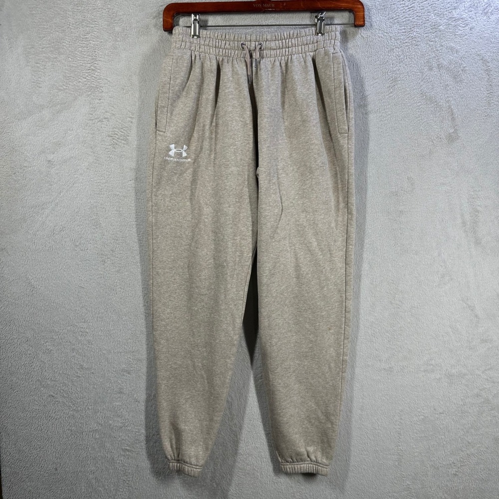 Under Armour Rival Fleece Joggers Women Medium Tan Athletic Sweatpants 1356416